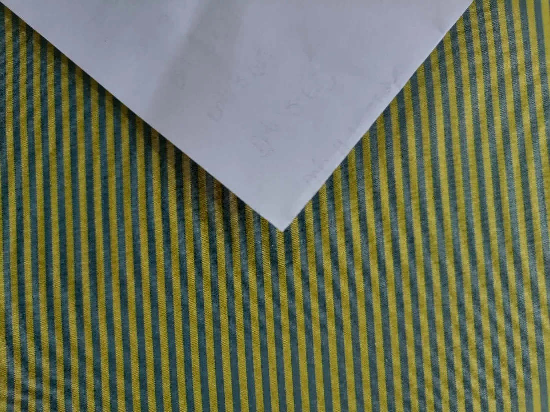 100% Silk Taffeta stripes 54" wide 3 mm TAFNEWS12 available in 5 colors [orange and yellow/ blue and yellow/ gold and beige/ rust / blue and black]