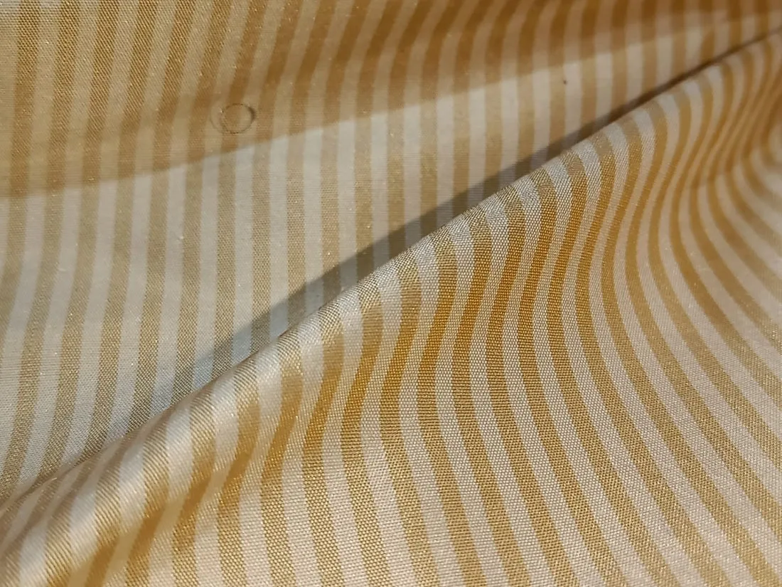 100% Silk Taffeta stripes 54" wide 3 mm TAFNEWS12 available in 5 colors [orange and yellow/ blue and yellow/ gold and beige/ rust / blue and black]