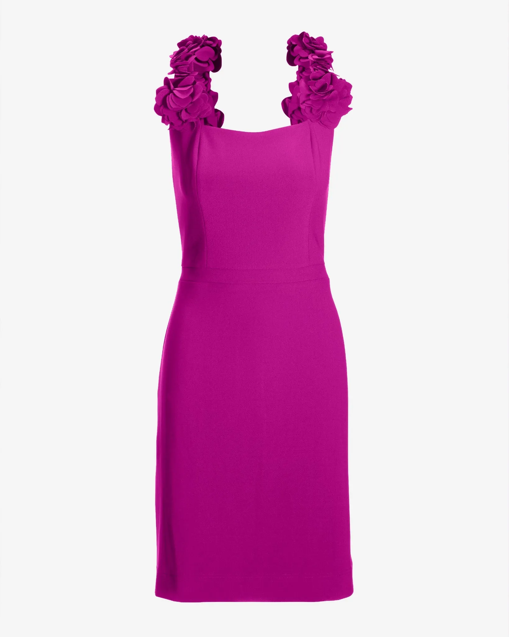 3D floral Strap Sheath Dress Fuchsia