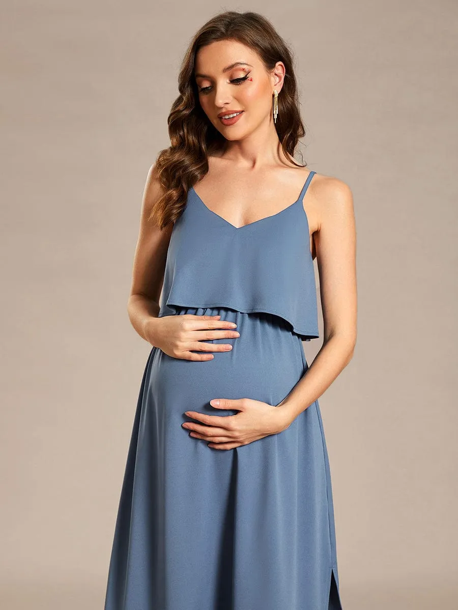 Adjustable Spaghetti Straps A-Line Maternity Dress(Final Sale)