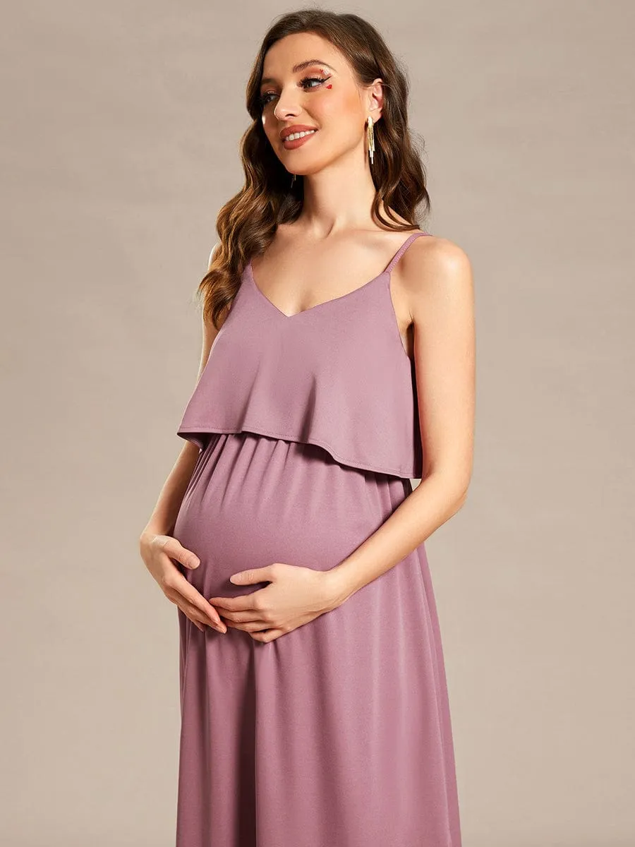 Adjustable Spaghetti Straps A-Line Maternity Dress(Final Sale)