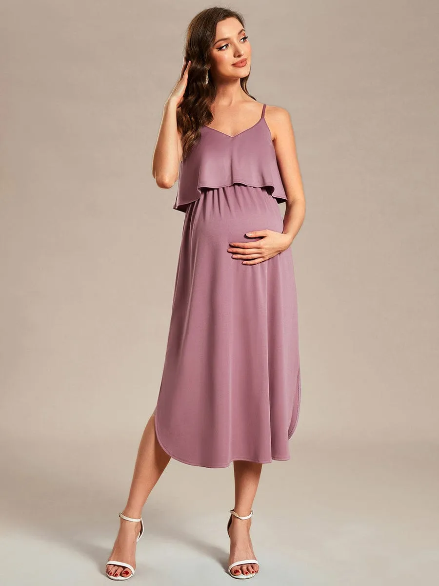 Adjustable Spaghetti Straps A-Line Maternity Dress(Final Sale)