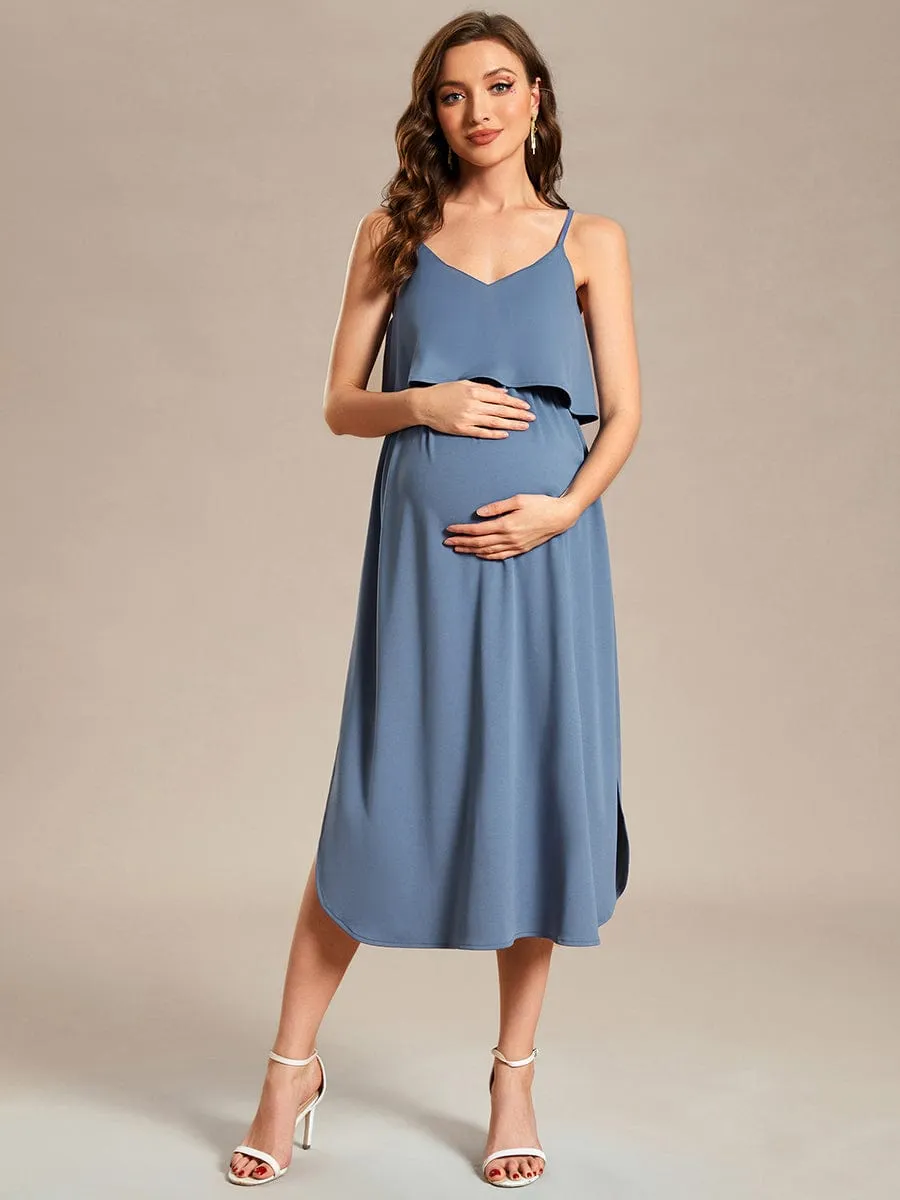 Adjustable Spaghetti Straps A-Line Maternity Dress(Final Sale)