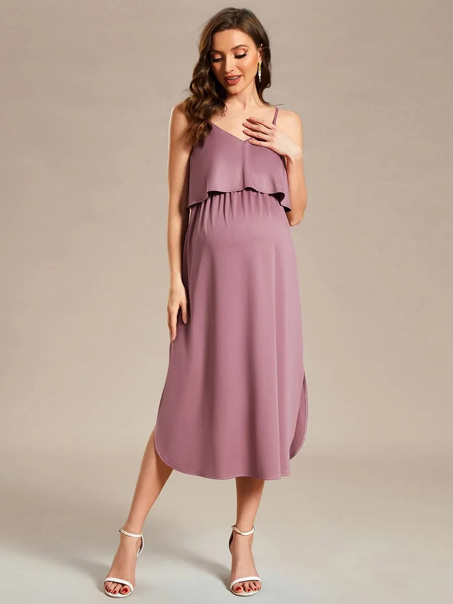 Adjustable Spaghetti Straps A-Line Maternity Dress(Final Sale)