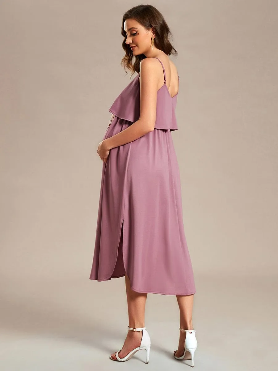 Adjustable Spaghetti Straps A-Line Maternity Dress(Final Sale)