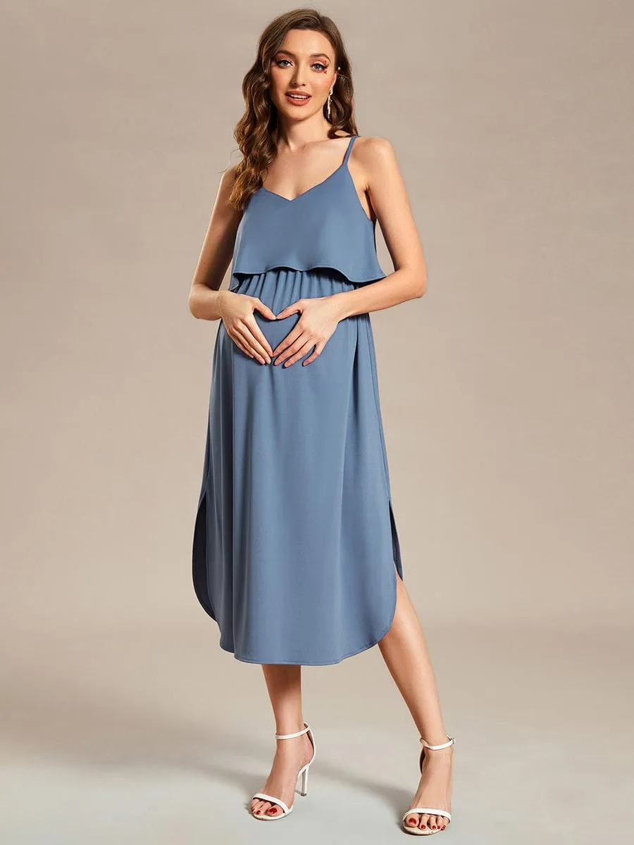 Adjustable Spaghetti Straps A-Line Maternity Dress(Final Sale)