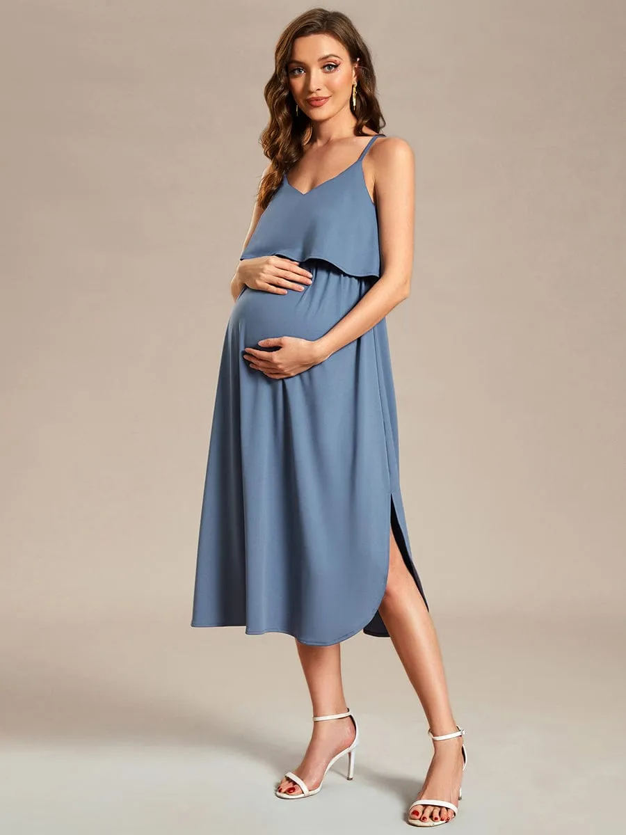 Adjustable Spaghetti Straps A-Line Maternity Dress(Final Sale)