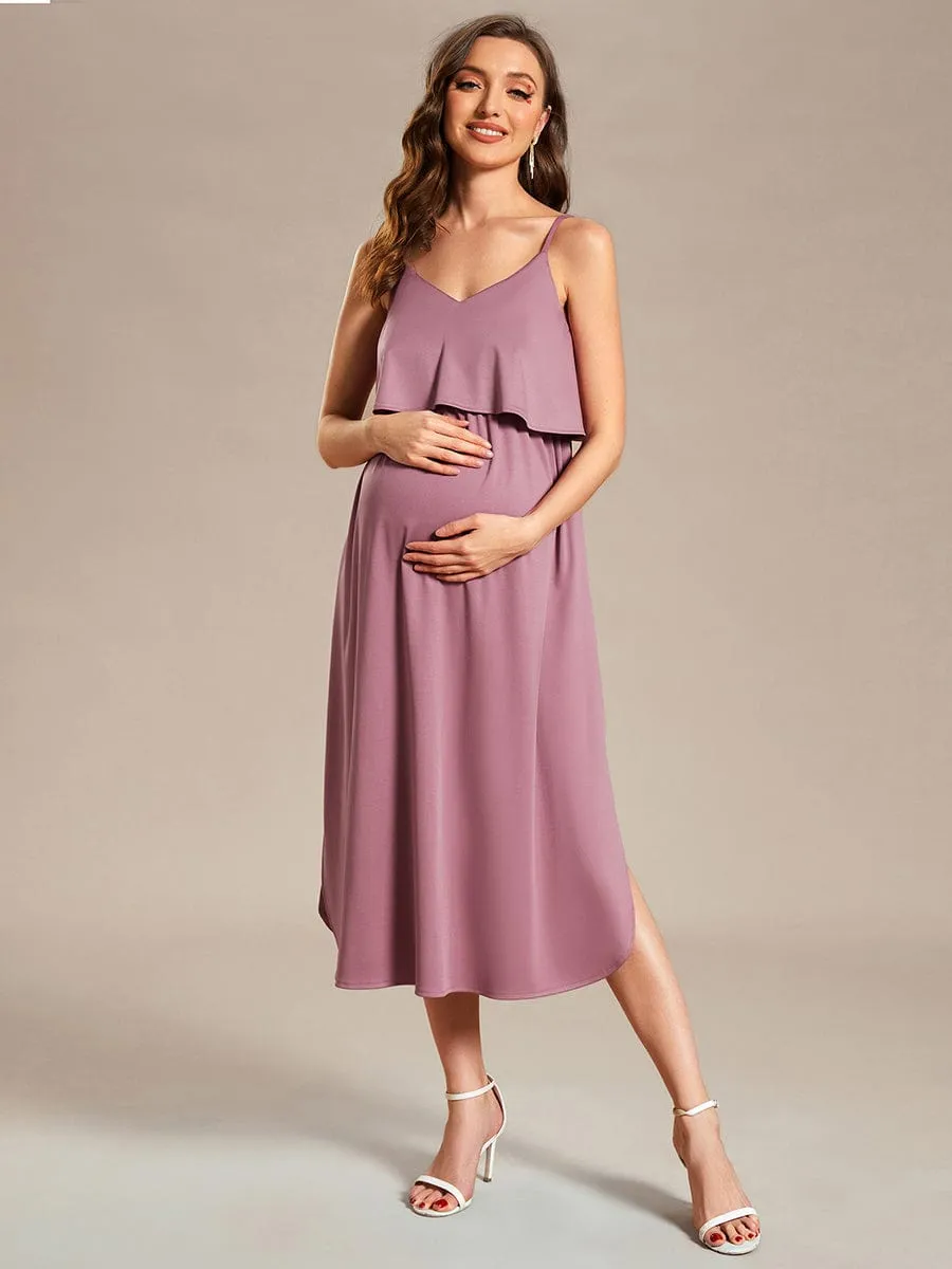 Adjustable Spaghetti Straps A-Line Maternity Dress(Final Sale)