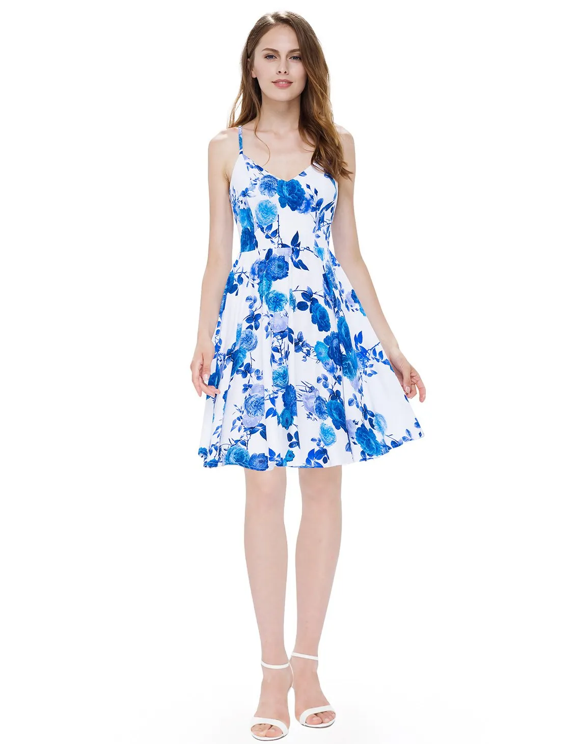 Alisapan Simple Fashion V-neck Sleeveless Short Casual Dress AS05532