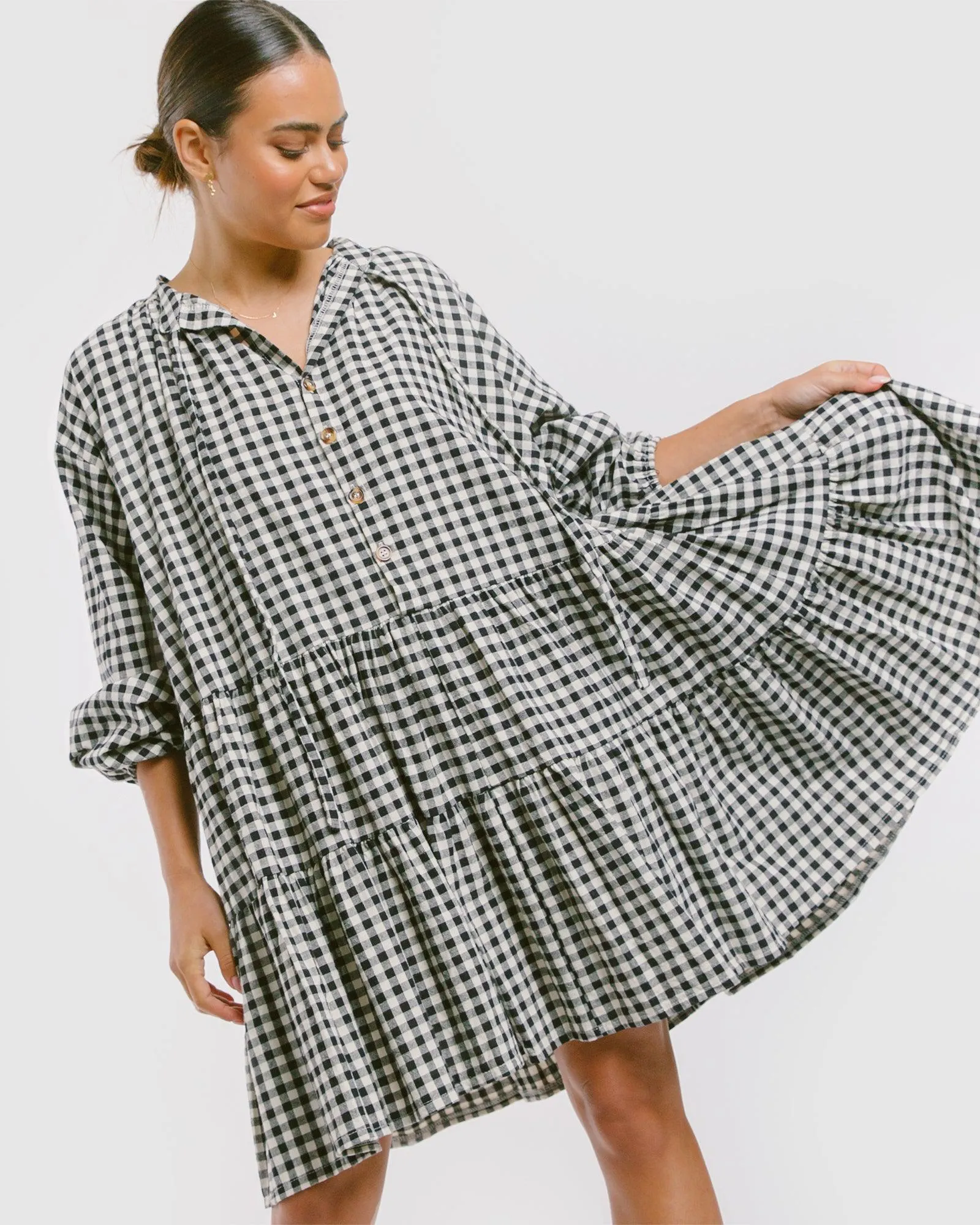 Avalon Smock Dress | Black Gingham
