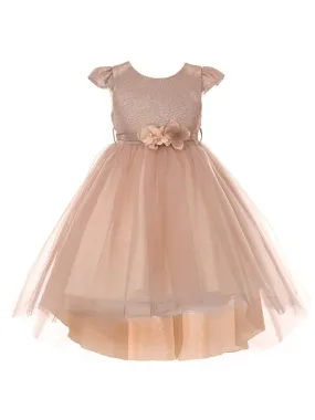 Big Girls Blush Glitter Hi-Low Junior Bridesmaid Dress 8-12