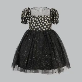 BLACK AND GOLD CHIFFON DAMASK BALL DRESS