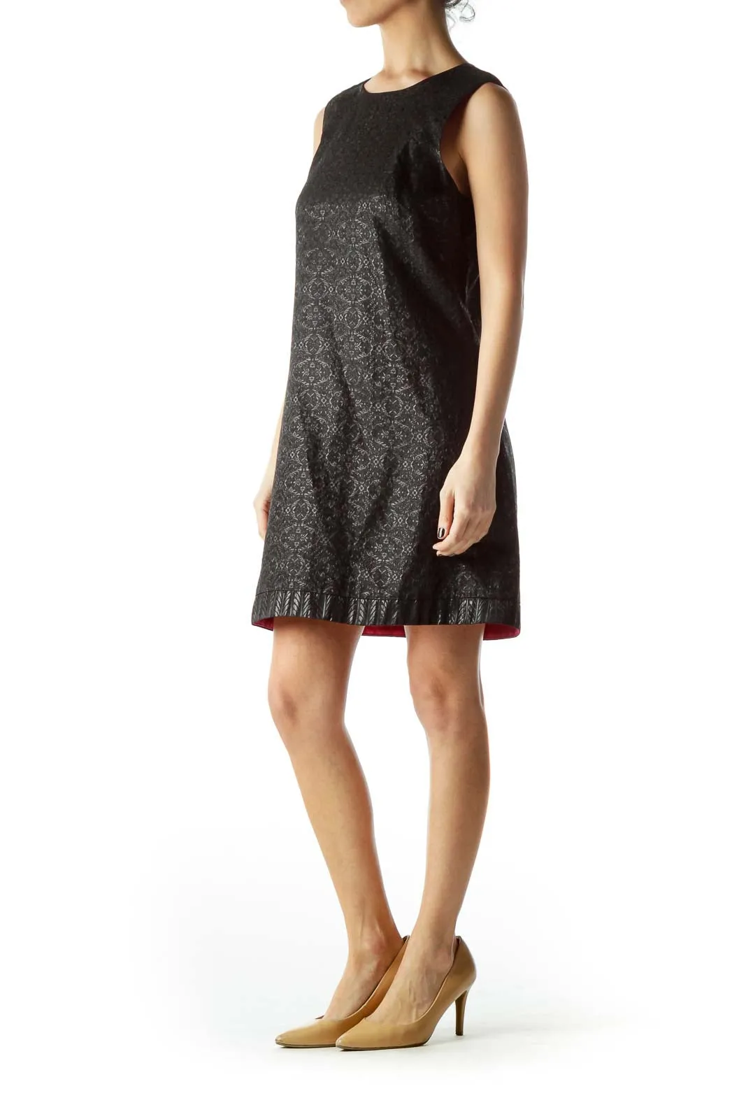 Black Metallic Texture Cocktail Dress