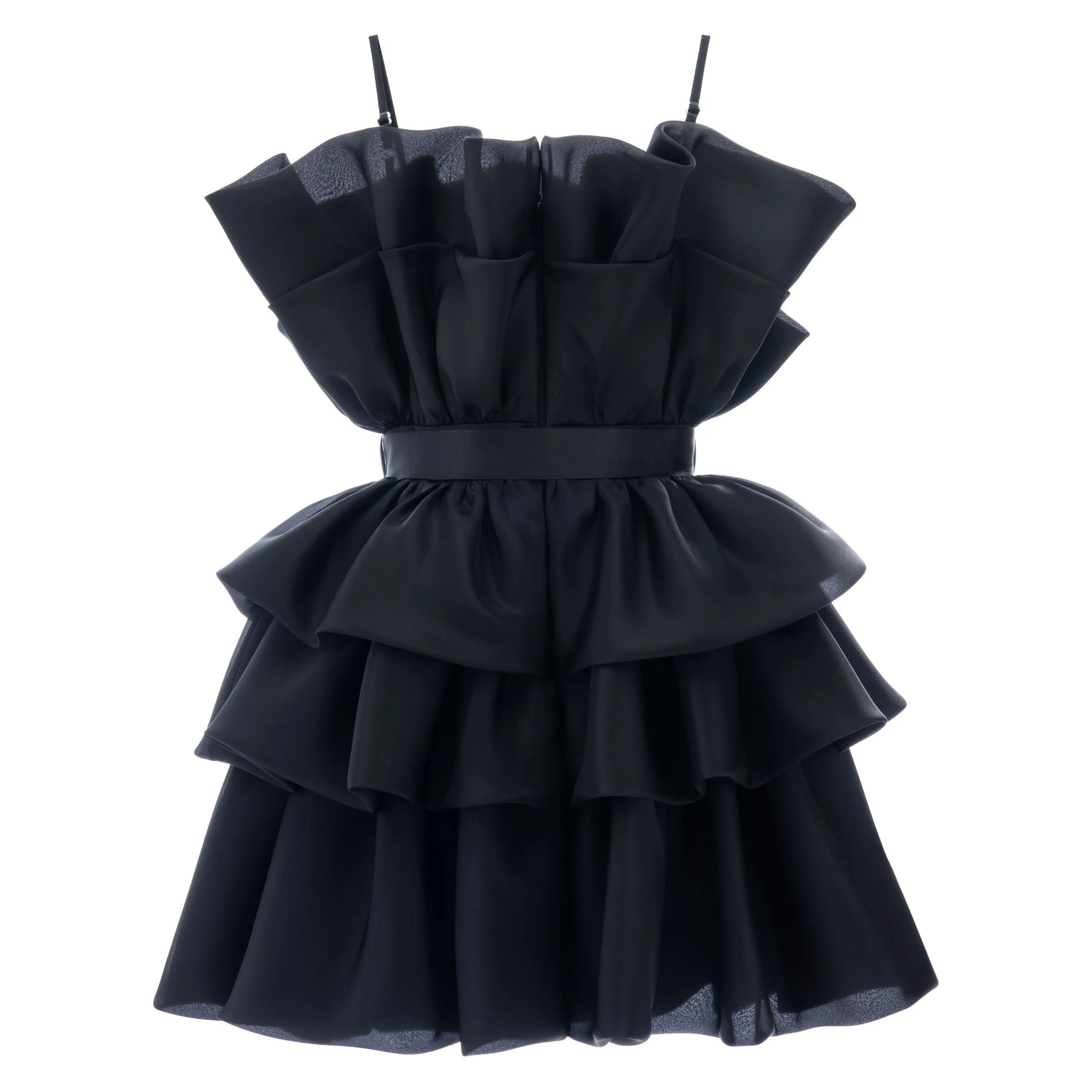 Black Noella Ruffle Bow Dress