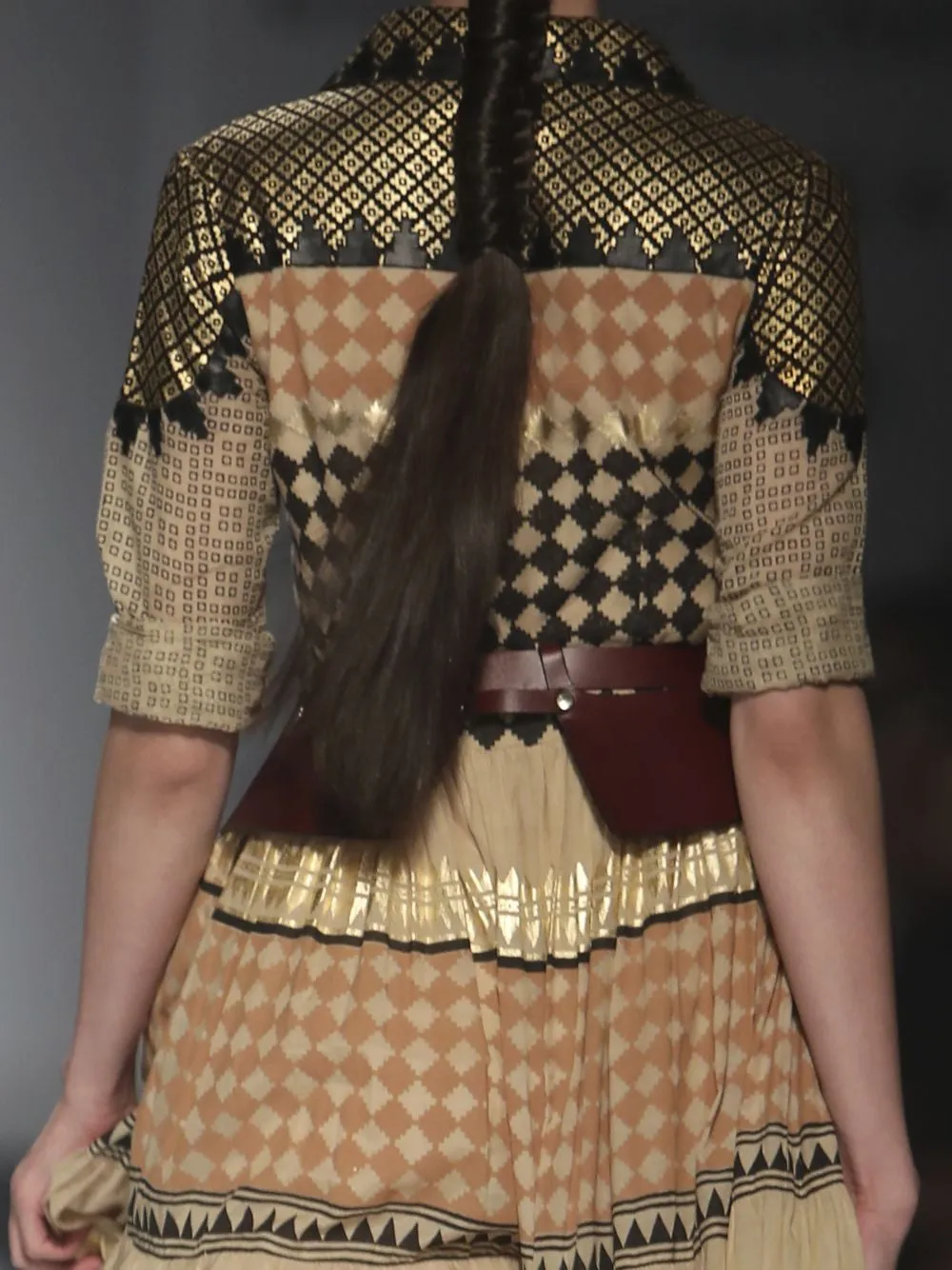Block Print Tribal Layered Long Shirtdress