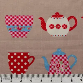 Blush Tea Set Cotton Canvas Print