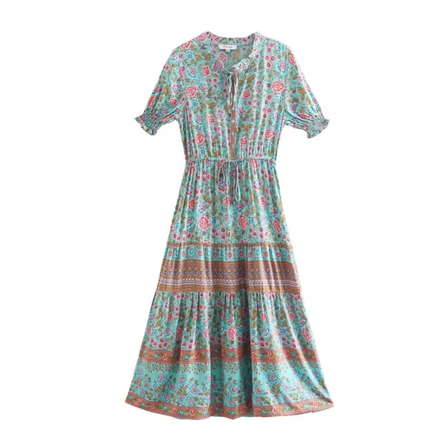 Boho Chic Flared Sleeves Maxi Dress