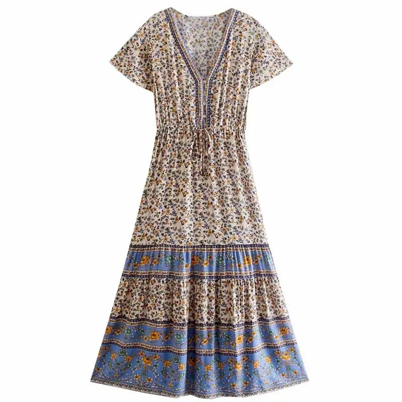 Boho Chic Flared Sleeves Maxi Dress