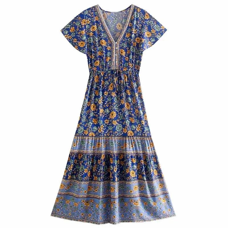 Boho Chic Flared Sleeves Maxi Dress
