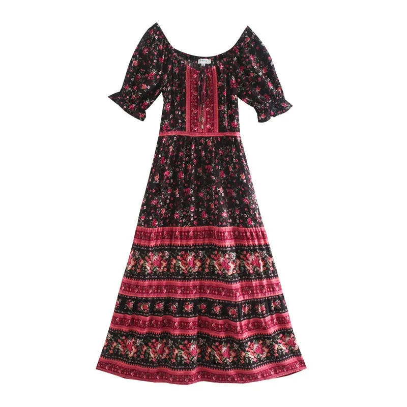 Boho Chic Flared Sleeves Maxi Dress