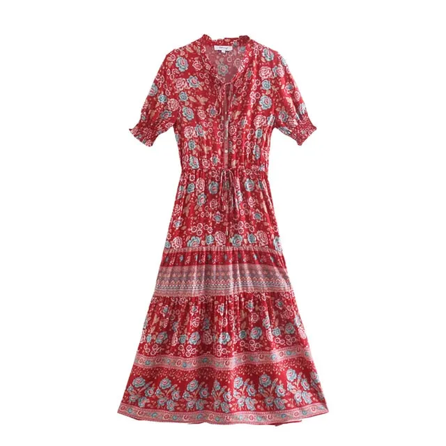 Boho Chic Flared Sleeves Maxi Dress