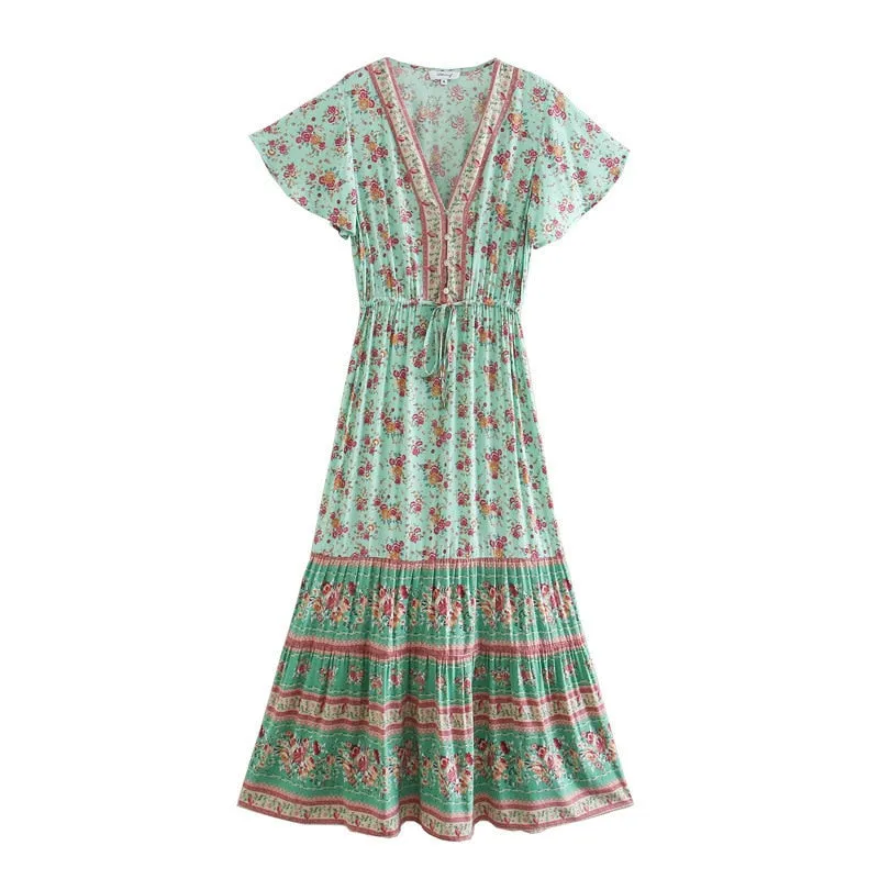 Boho Chic Flared Sleeves Maxi Dress