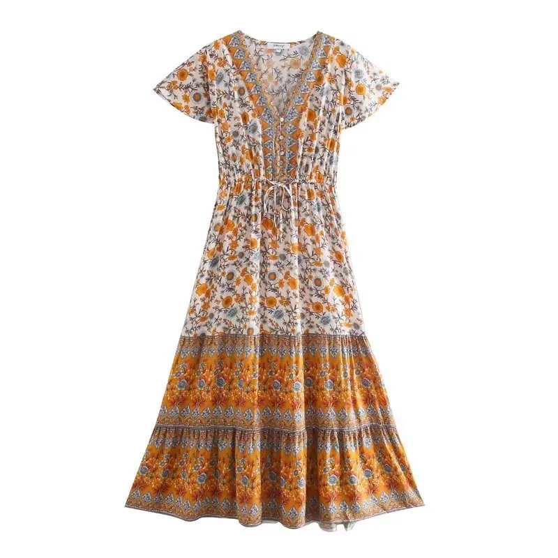 Boho Chic Flared Sleeves Maxi Dress