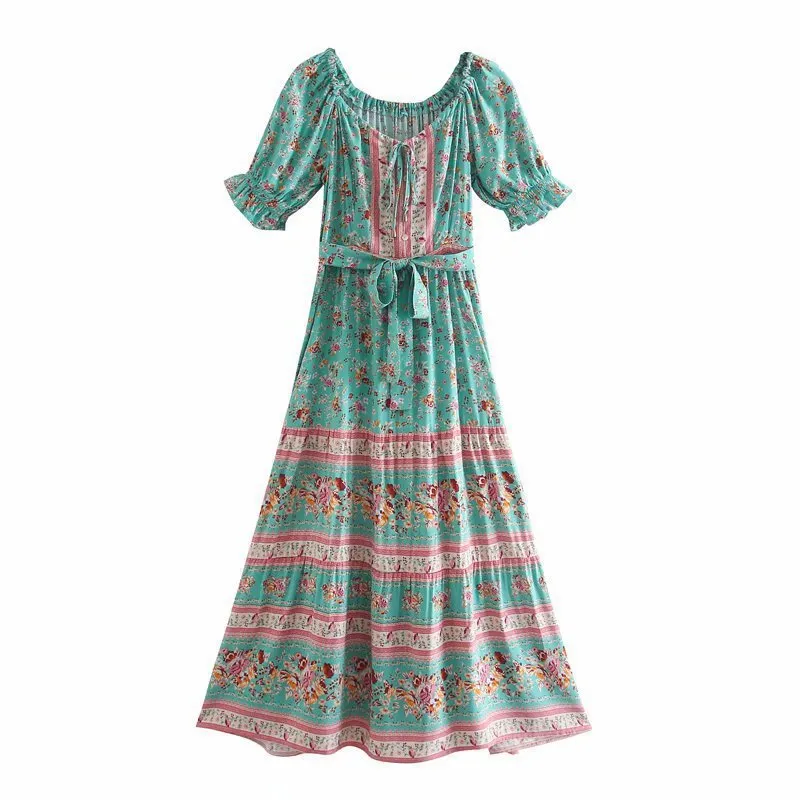 Boho Chic Flared Sleeves Maxi Dress