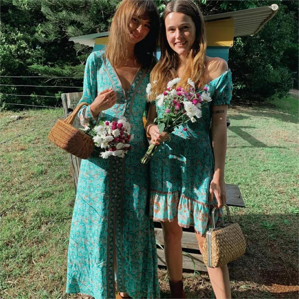 Boho Chic Flared Sleeves Maxi Dress