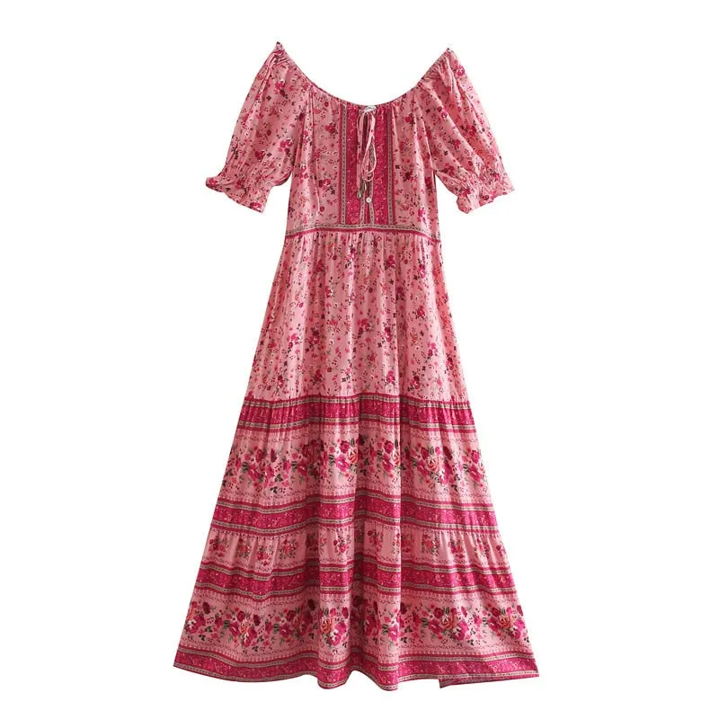 Boho Chic Flared Sleeves Maxi Dress