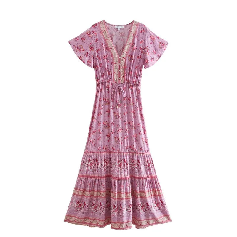 Boho Chic Flared Sleeves Maxi Dress