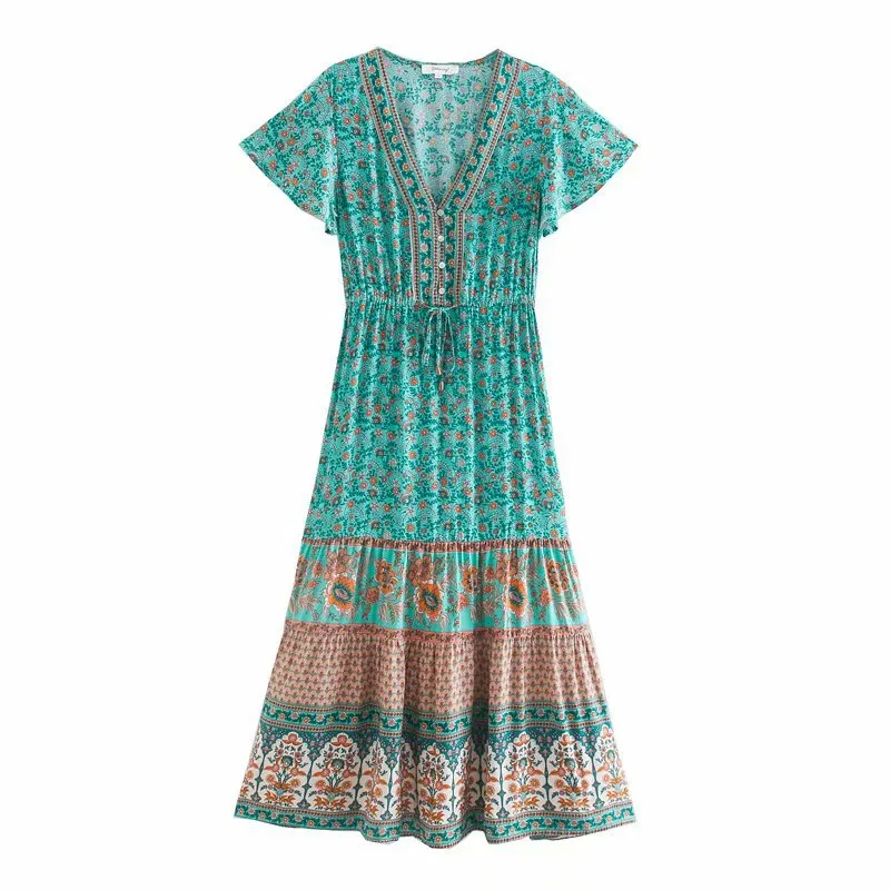 Boho Chic Flared Sleeves Maxi Dress