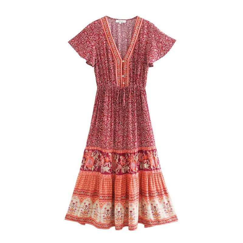 Boho Chic Flared Sleeves Maxi Dress