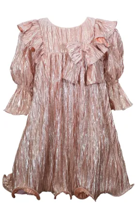 Bonnie Jean Blush Metallic LS Dress