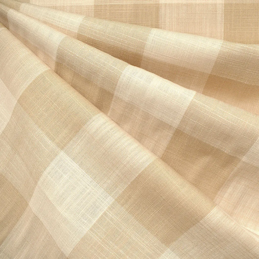 Buffalo Check Slub Texture Cotton Shirting Natural/Vanilla