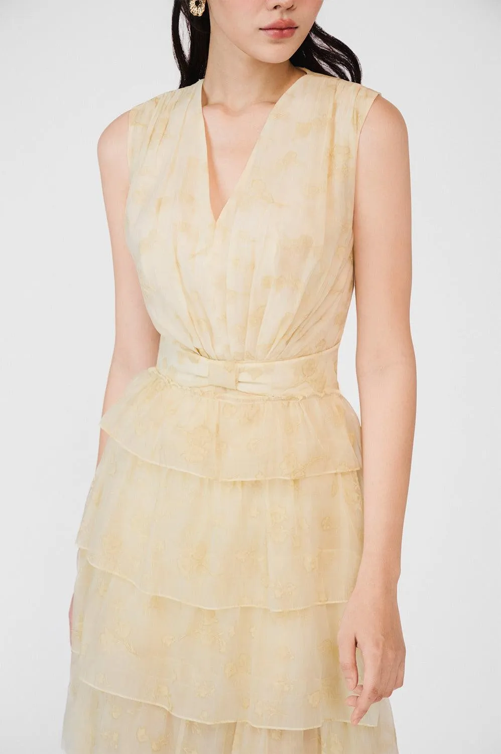 Carolina Layered Sleeveless Organza Midi Dress