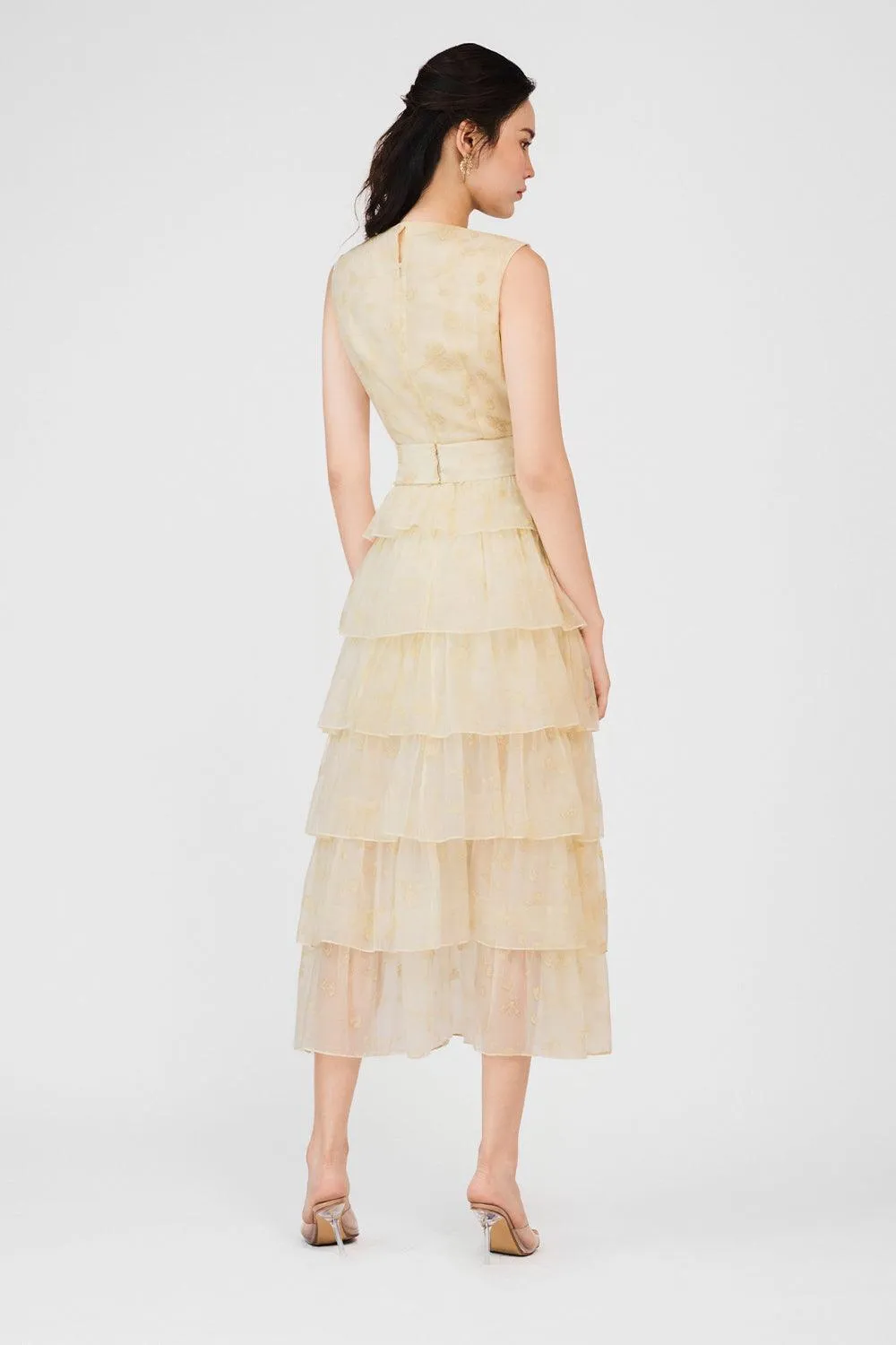 Carolina Layered Sleeveless Organza Midi Dress