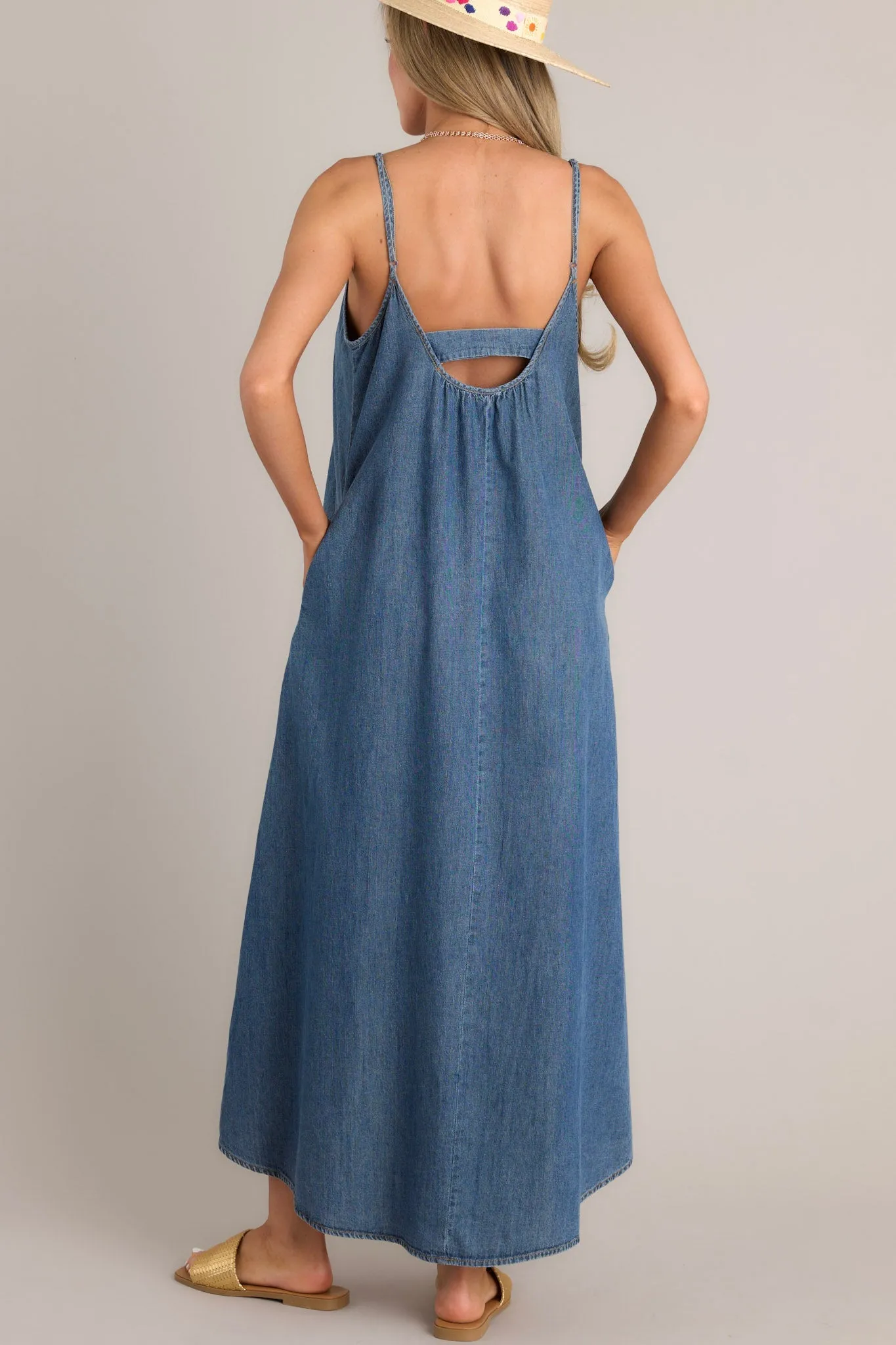 Celestial Swing Denim Asymmetrical High Low Dress