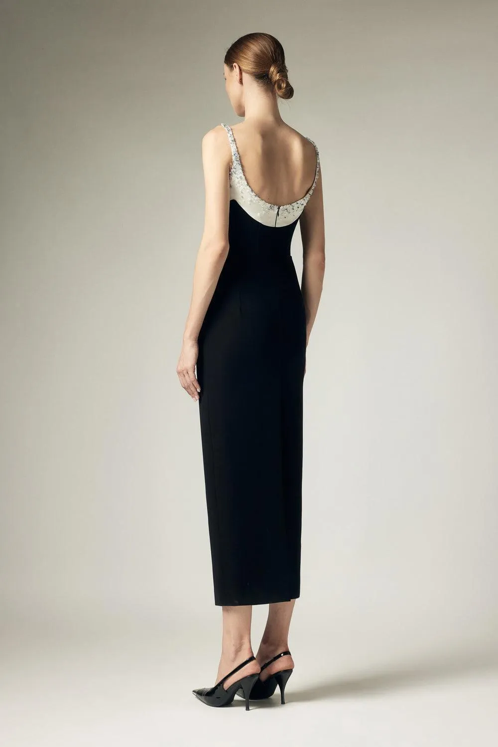 Chevrolet Sheath Sleeveless Crepe Midi Dress