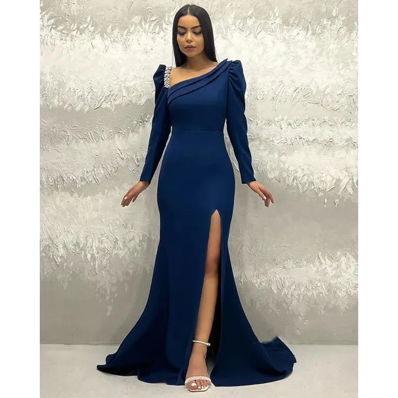 Chic & Modern Sheath Beaded Long Sleeves Long Prom Evening Dress