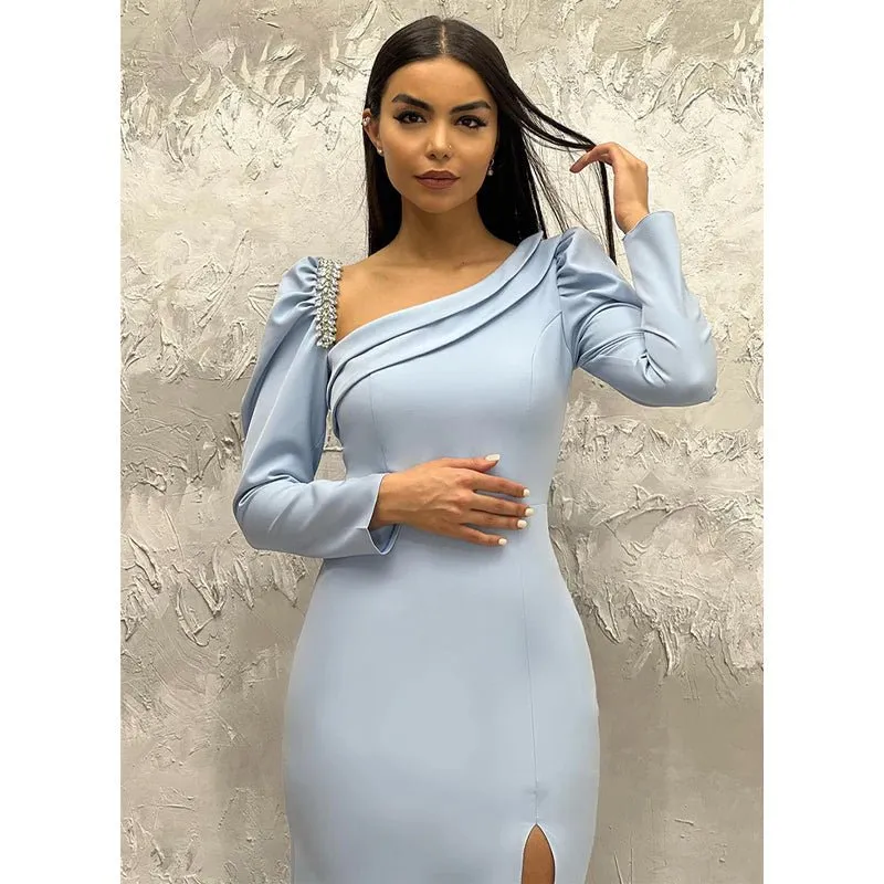 Chic & Modern Sheath Beaded Long Sleeves Long Prom Evening Dress