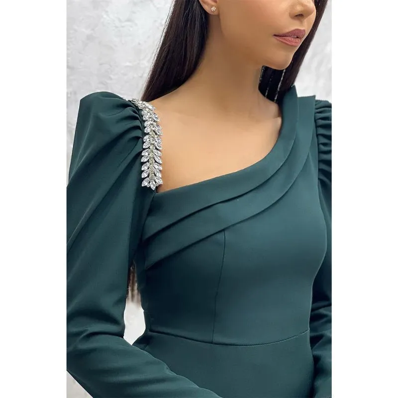 Chic & Modern Sheath Beaded Long Sleeves Long Prom Evening Dress