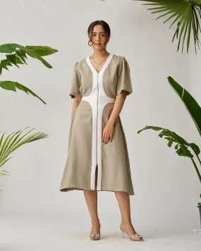 Chic Harmony Tri Tone Midi Dress