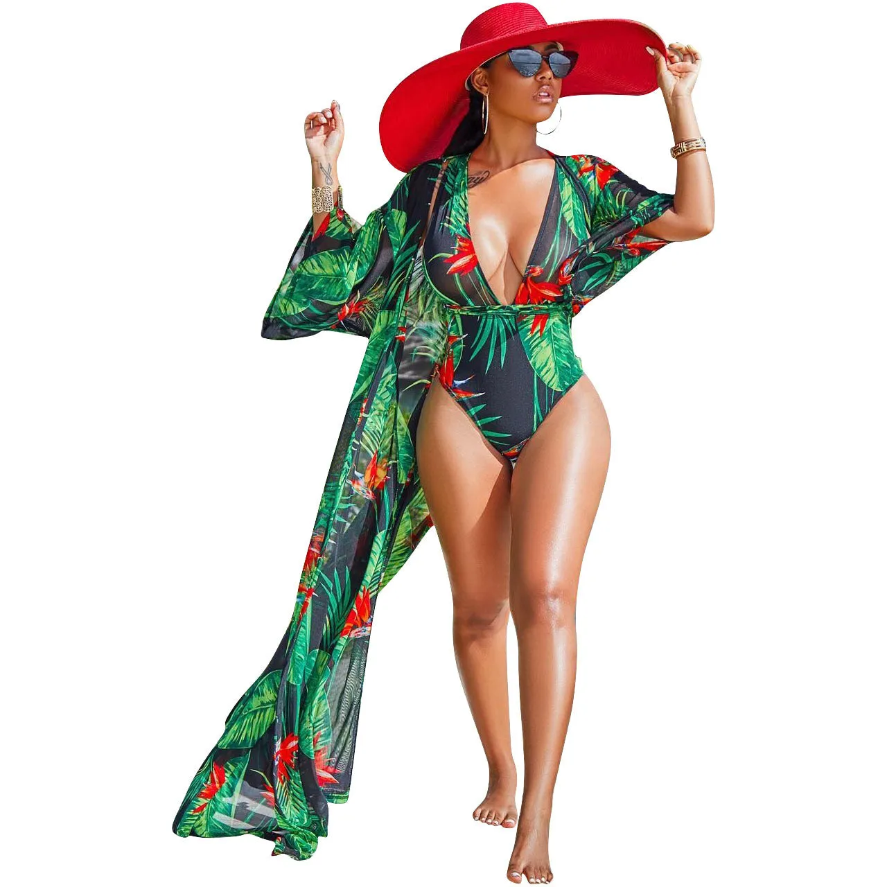Chiffon Kimono Bikini Set & Maxi Dresses