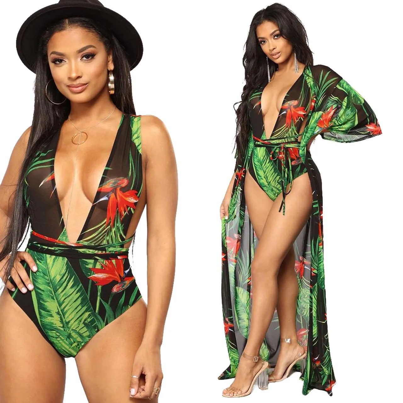 Chiffon Kimono Bikini Set & Maxi Dresses