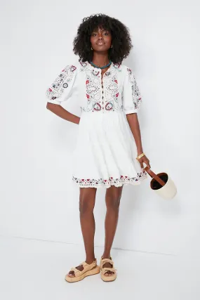 Cream Alicia Embroidery Long Sleeve Dress