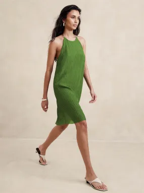 Crinkle Halter Mini Dress