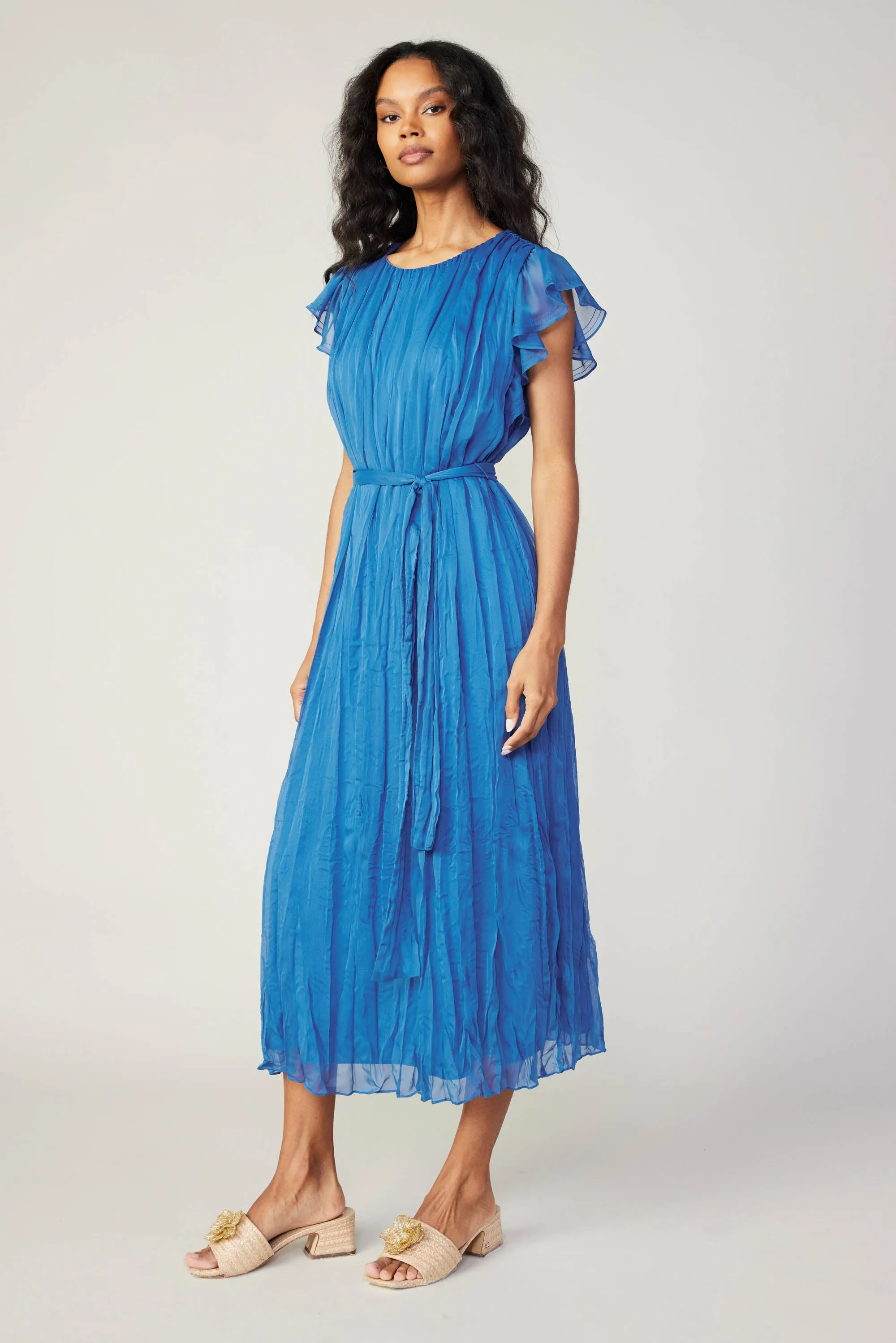 Crinkled Texture Flutter Dress