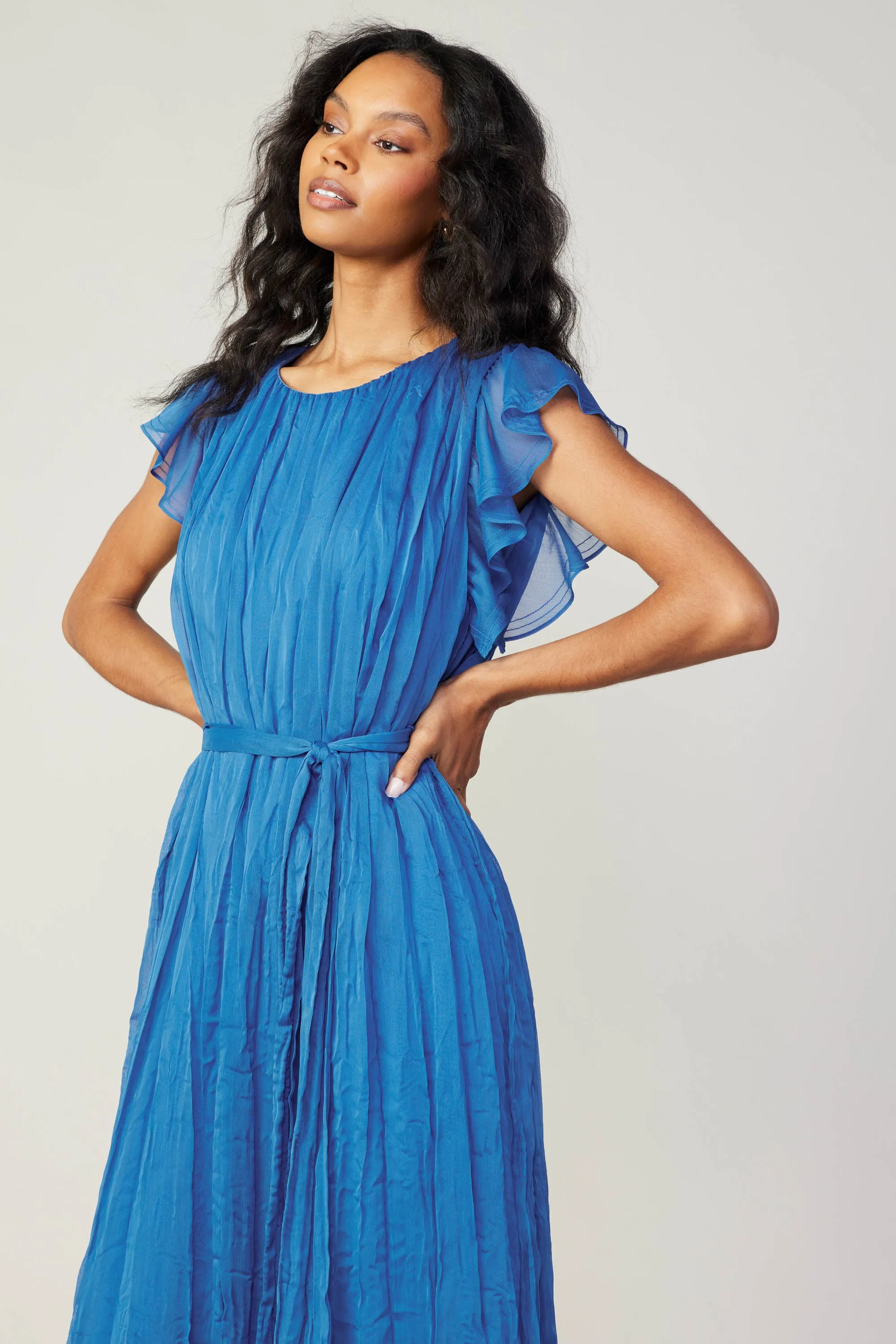 Crinkled Texture Flutter Dress
