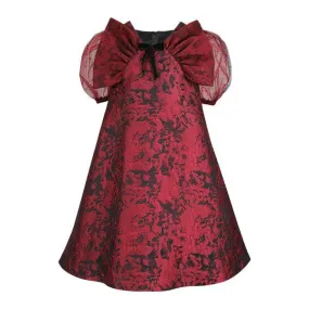 DAMASK FLARE DRESS - WINE